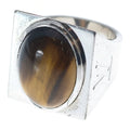 Louis Vuitton Tiger Eye Stone Chevalier Signet Ring Silver
