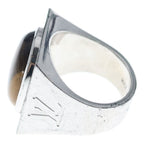 Louis Vuitton Tiger Eye Stone Chevalier Signet Ring Silver — view 4