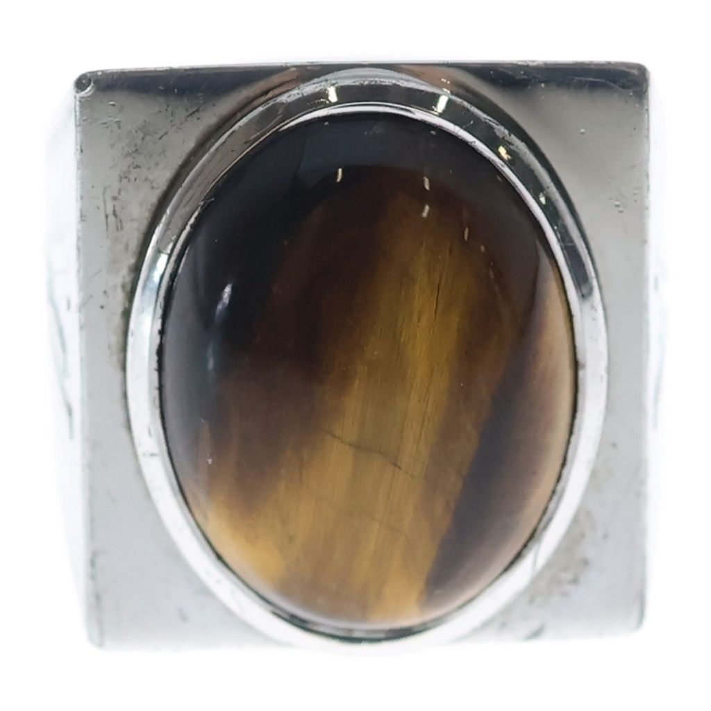 Louis Vuitton Tiger Eye Stone Chevalier Signet Ring Silver — view 5