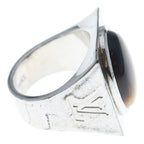 Louis Vuitton Tiger Eye Stone Chevalier Signet Ring Silver — view 3