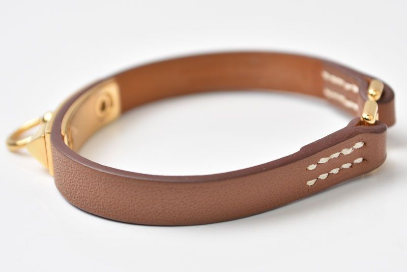 Hermes Bangle Bracelet Mini Rival Vo Swift Brown Gold — view 3