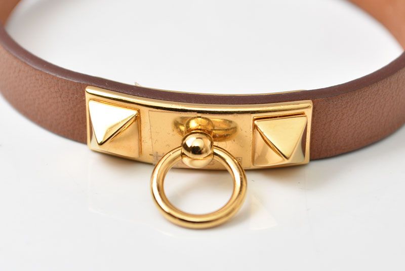 Hermes Bangle Bracelet Mini Rival Vo Swift Brown Gold — view 2