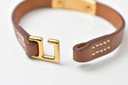 Hermes Bangle Bracelet Mini Rival Vo Swift Brown Gold — view 4