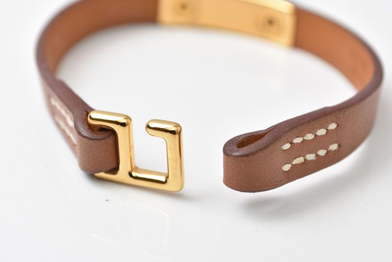 Hermes Bangle Bracelet Mini Rival Vo Swift Brown Gold — view 4