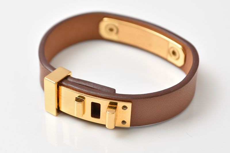 Hermes Bangle Bracelet Heart Brown Gold Veau Swift T2 — view 2