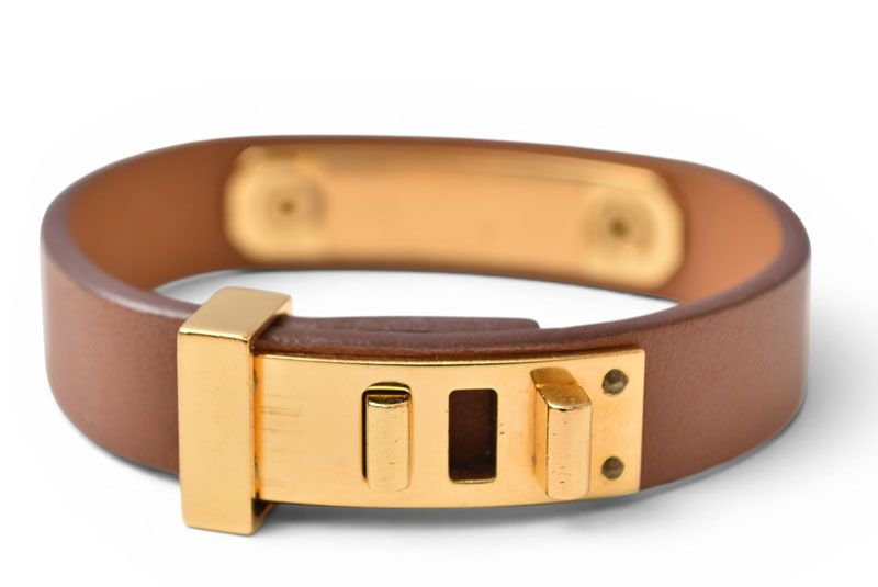Hermes Bangle Bracelet Heart Brown Gold Veau Swift T2 — view 3