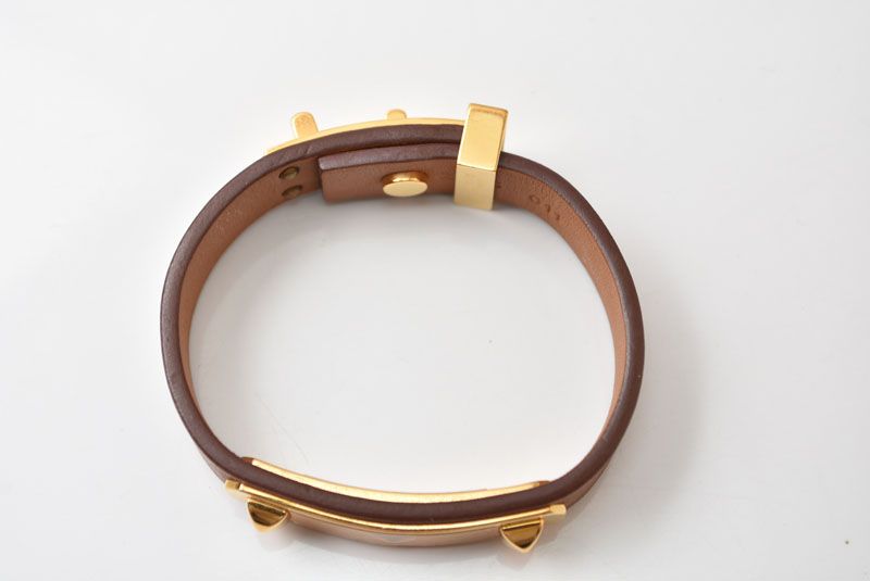 Hermes Bangle Bracelet Heart Brown Gold Veau Swift T2 — view 7