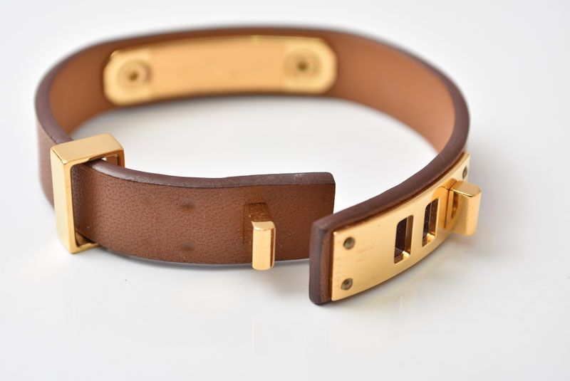 Hermes Bangle Bracelet Heart Brown Gold Veau Swift T2 — view 8