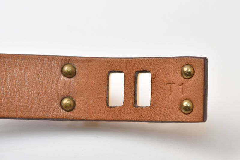 Hermes Bangle Bracelet Heart Brown Gold Veau Swift T2 — view 9
