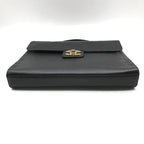 Chanel CC Logo Turnlock Caviar Leather Business Hand Bag Black — view 4