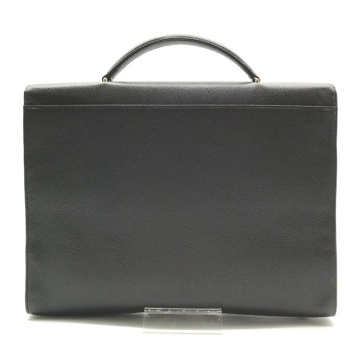 Chanel CC Logo Turnlock Caviar Leather Business Hand Bag Black — view 3