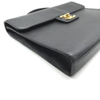 Chanel CC Logo Turnlock Caviar Leather Business Hand Bag Black — view 5