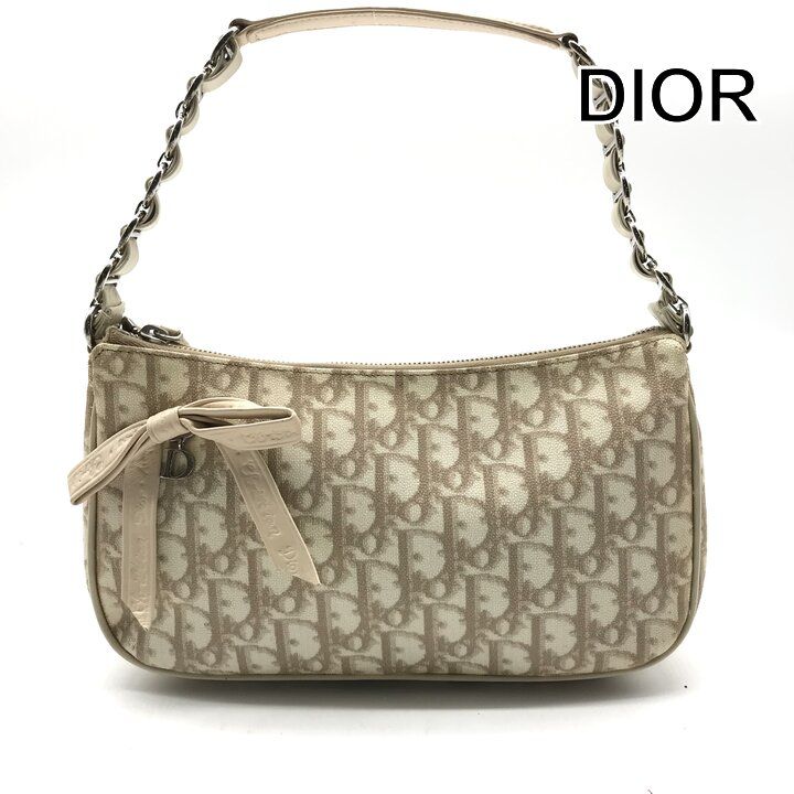 Dior Trotter Ribbon Leather Mini Shoulder Bag Beige