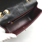 Chanel CC Logo Turnlock Chez Blanc Stitch Leather Chain Shoulder Bag Black — view 8