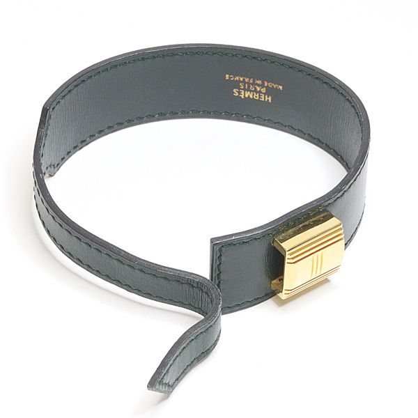 Hermes Leather Bracelet Artemis Box Calf Black Gold Kelly Cadena — view 5