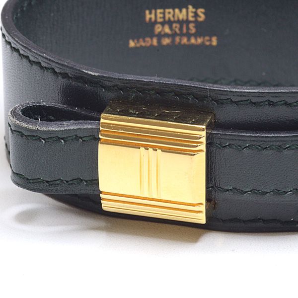 Hermes Leather Bracelet Artemis Box Calf Black Gold Kelly Cadena — view 2