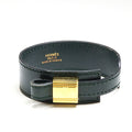 Hermes Leather Bracelet Artemis Box Calf Black Gold Kelly Cadena