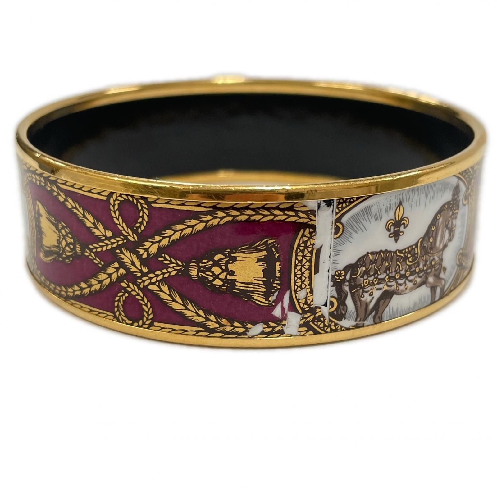 Hermes Bracelet Enamel GM Bangle Cloisonne Horse Tassel Wine — view 4