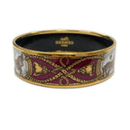 Hermes Bracelet Enamel GM Bangle Cloisonne Horse Tassel Wine