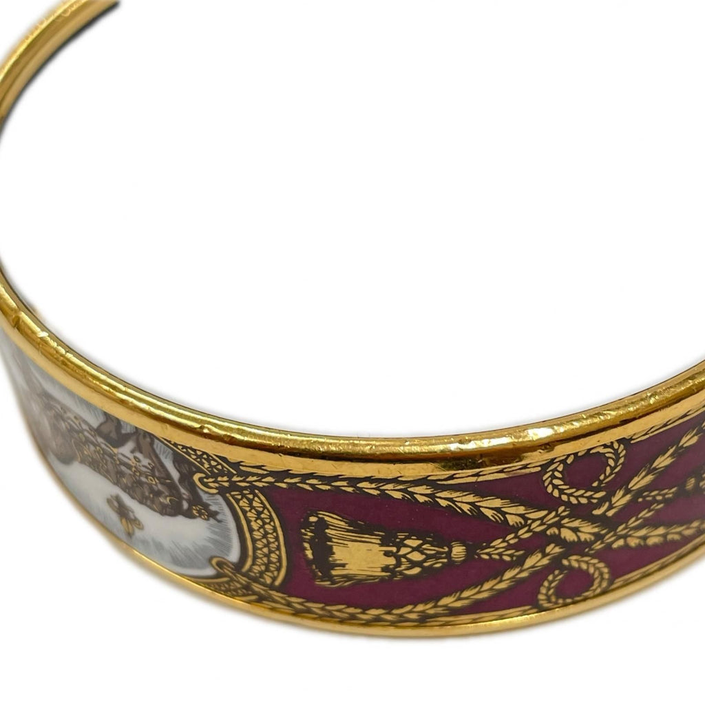 Hermes Bracelet Enamel GM Bangle Cloisonne Horse Tassel Wine — view 9