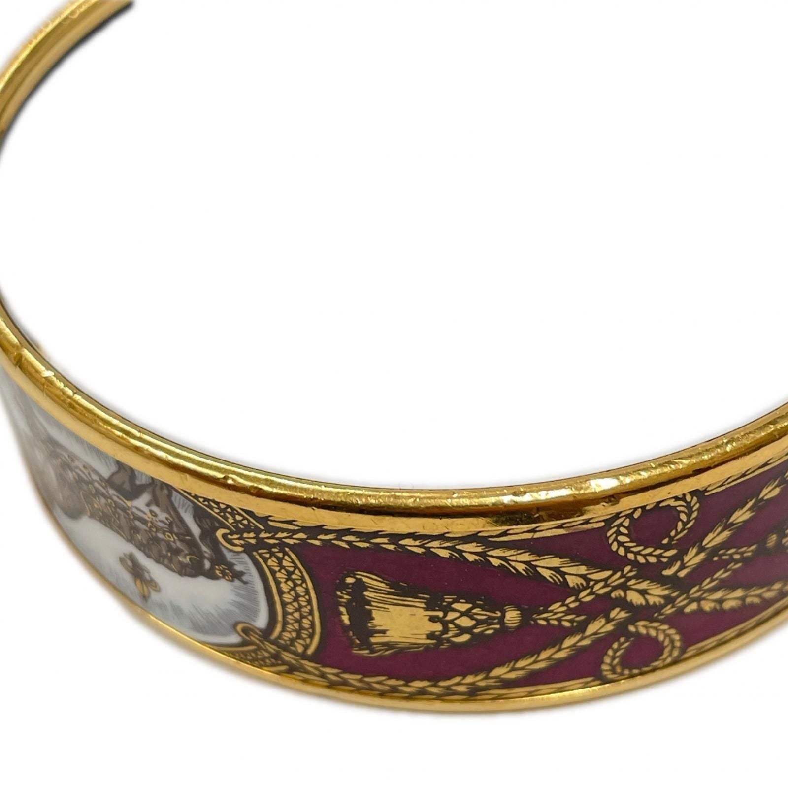 Hermes Bracelet Enamel GM Bangle Cloisonne Horse Tassel Wine — view 9