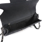 Chanel Quilted Emblem Chain Shoulder Bag Canvas Leather Black Silver — view 6