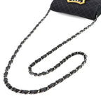 Chanel Quilted Emblem Chain Shoulder Bag Canvas Leather Black Silver — view 5