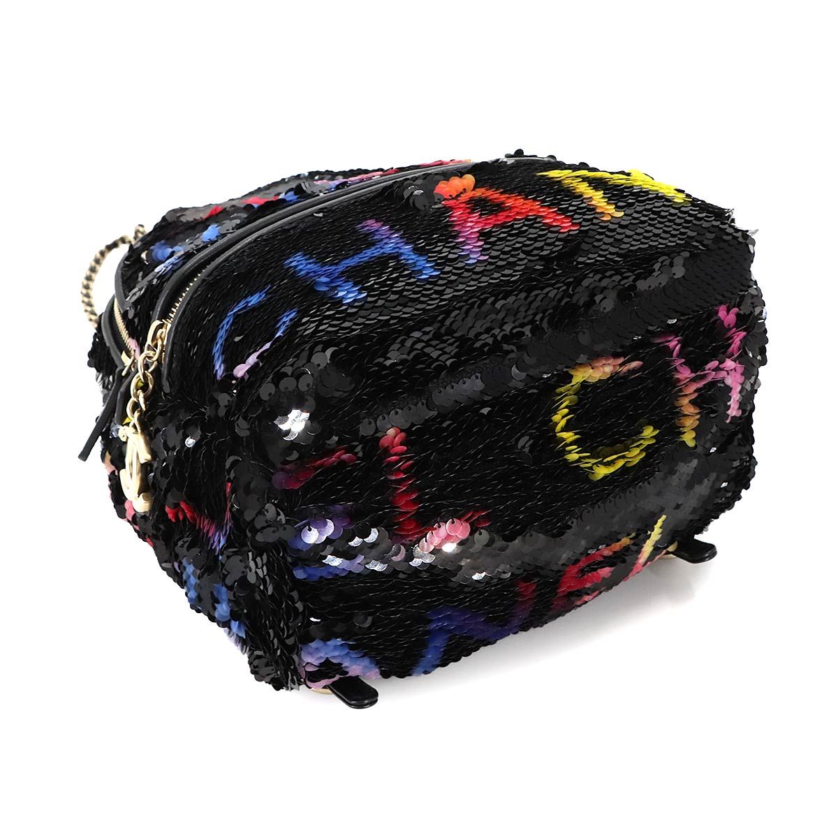Chanel Chain Backpack Sequin Lambskin Black — view 5