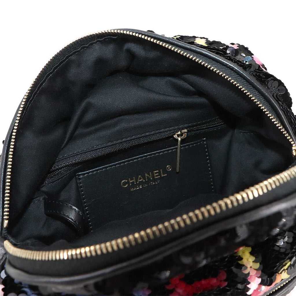 Chanel Chain Backpack Sequin Lambskin Black — view 7