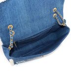Chanel Egypt Chain Shoulder Bag Denim Shearling Blue Gold — view 7