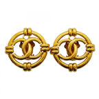 Chanel Earrings Vintage CC Logo Round