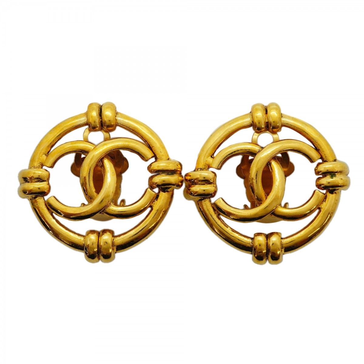 Chanel Earrings Vintage CC Logo Round