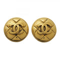 Chanel Earrings Vintage CC Logo Quilted Round
