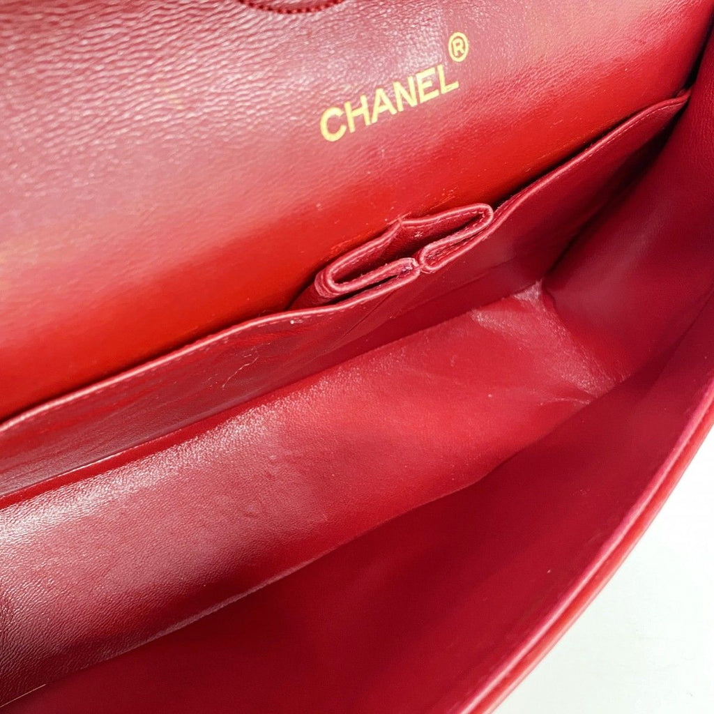 Chanel Shoulder Bag Quilted Lambskin Red Gold — view 4