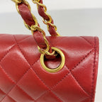 Chanel Shoulder Bag Quilted Lambskin Red Gold — view 9