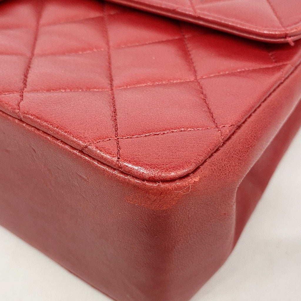 Chanel Shoulder Bag Quilted Lambskin Red Gold — view 6