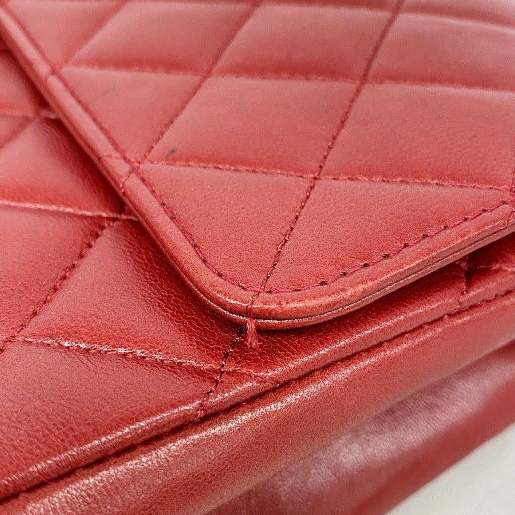 Chanel Shoulder Bag Quilted Lambskin Red Gold — view 7