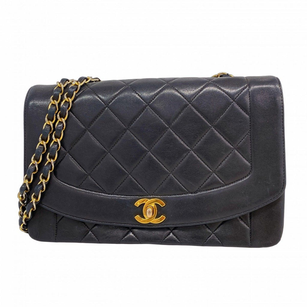 Chanel Shoulder Bag Diana Lambskin Black Gold