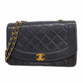 Chanel Shoulder Bag Diana Lambskin Black Gold