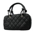Chanel Handbag Cambon Lambskin Black Silver