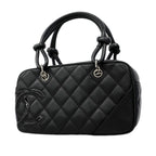 Chanel Handbag Cambon Lambskin Black Silver