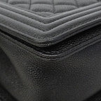 Chanel Shoulder Bag Boy Caviar Leather Black Silver — view 6