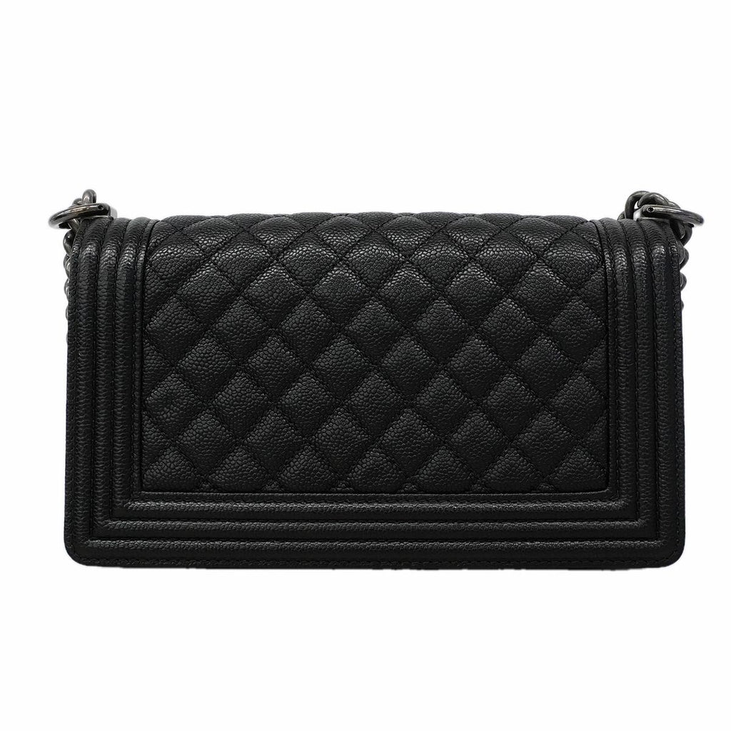 Chanel Shoulder Bag Boy Caviar Leather Black Silver — view 9
