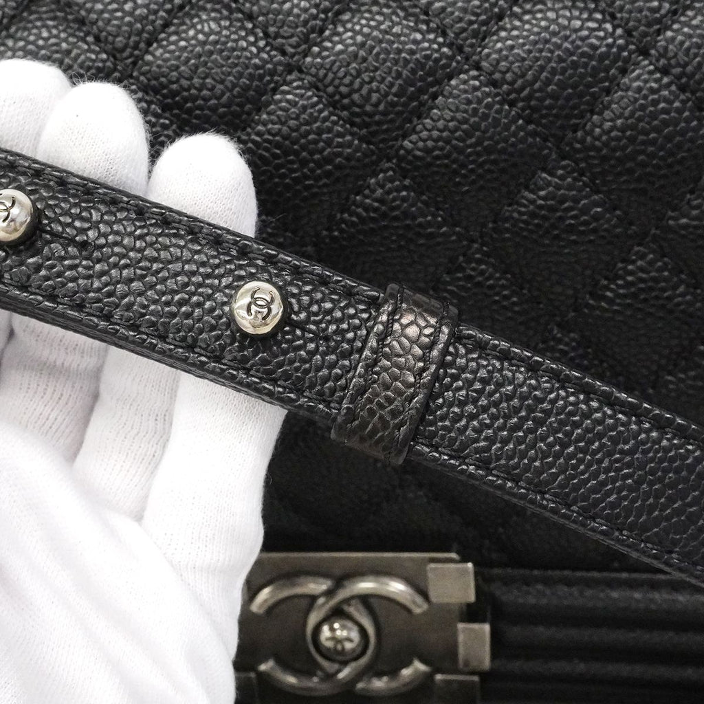 Chanel Shoulder Bag Boy Caviar Leather Black Silver — view 8