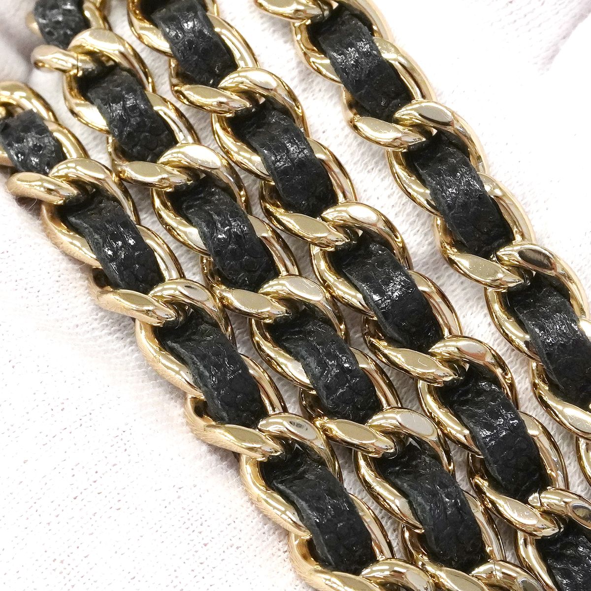 Chanel Shoulder Bag Quilted Caviar Leather Black Champagne Gold — view 7