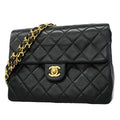 Chanel Shoulder Bag Mini Quilted Lambskin Black Gold