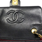 Chanel Shoulder Bag Mini Quilted Lambskin Black Gold — view 9
