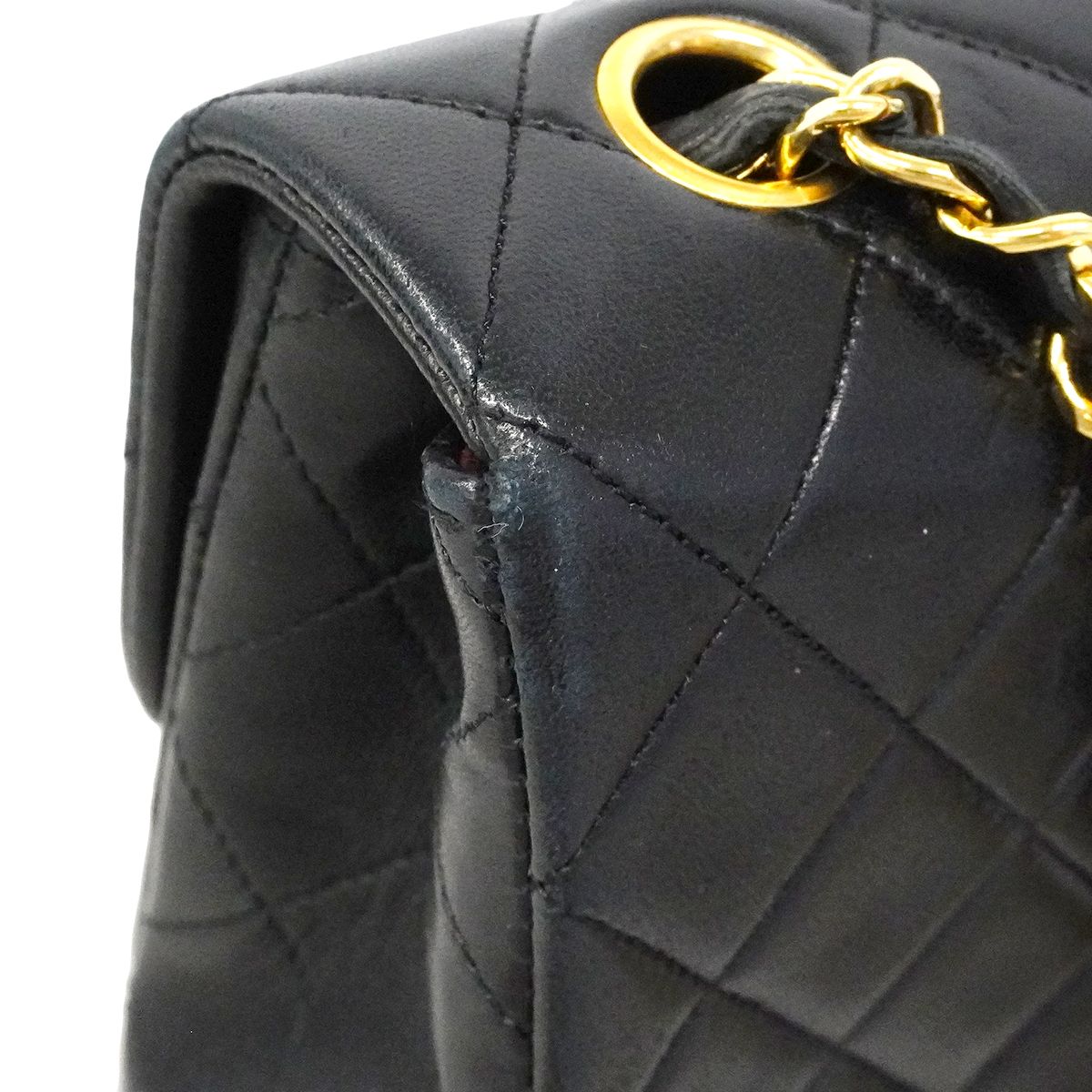 Chanel Shoulder Bag Mini Quilted Lambskin Black Gold — view 6
