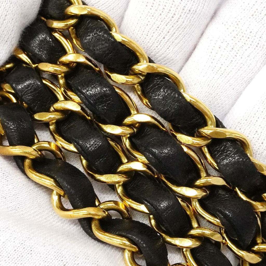 Chanel Shoulder Bag Mini Quilted Lambskin Black Gold — view 9