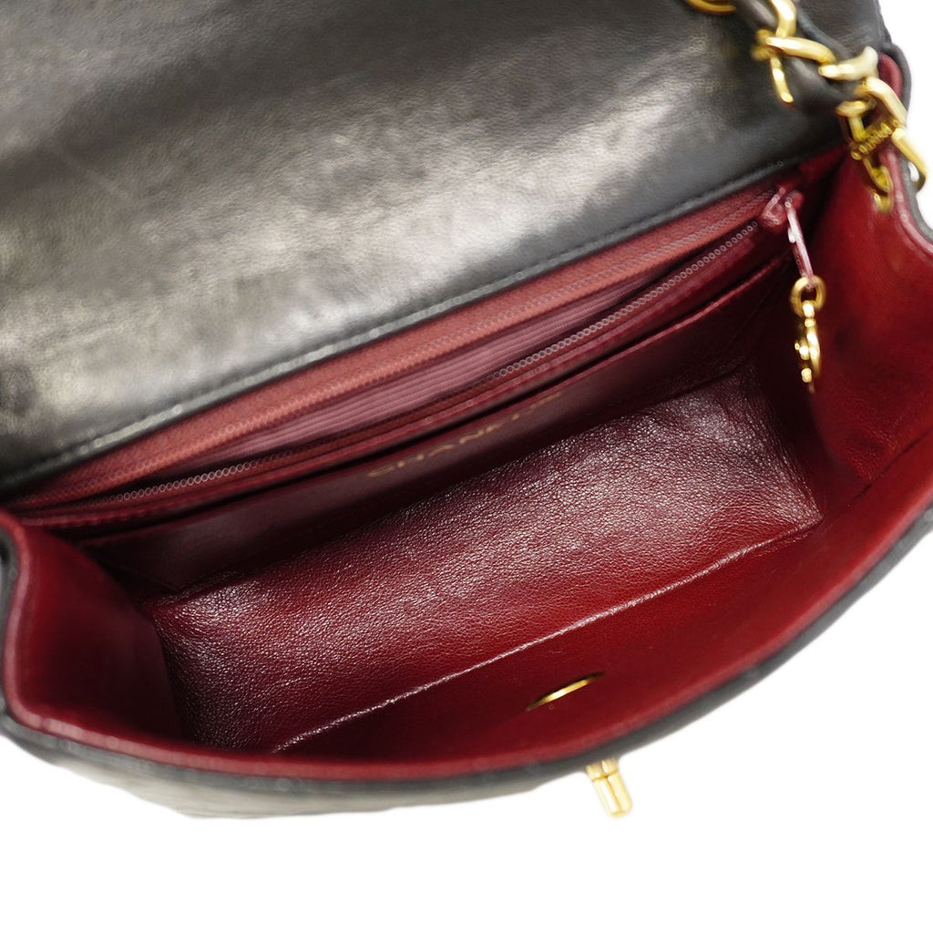 Chanel Shoulder Bag Mini Quilted Lambskin Black Gold — view 4